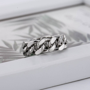 yunnique Men's <b>Titanium</b> Steel <b>Chain</b> Ring Geometric Design Punk Style Jewelry Gift Occasion - Product Image 4