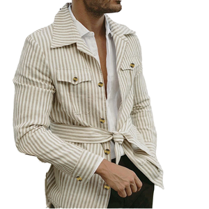 <span class=keywords><strong>Giacca</strong></span> da <span class=keywords><strong>uomo</strong></span> con <span class=keywords><strong>giacca</strong></span> a manica lunga Casual a <span class=keywords><strong>righe</strong></span> con Cardigan Multi-tascabile vestito taglie forti lavato per abbigliamento primavera autunno - Product Image 4