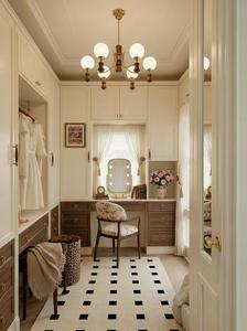 Custom French Style Walk-in Closet Luxury Wooden Wardrobe System Master Bedroom Furniture <strong>with</strong> LED Lighting and <strong>Dressing</strong> <strong>Table</strong> - Product Image 2