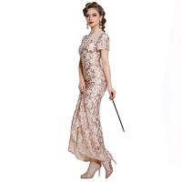 Robe de soirée sirène florale pour femme, broderie de sequins, sans manches, longue, en polyester, robe de bal tendance