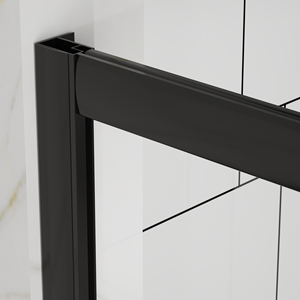 <span class=keywords><strong>Porte</strong></span> de <span class=keywords><strong>douche</strong></span> coulissante carrée noire moderne brossée avec cadre, élégante et durable, en verre trempé et alliage d'aluminium pour améliorer votre salle de bain - Product Image 5