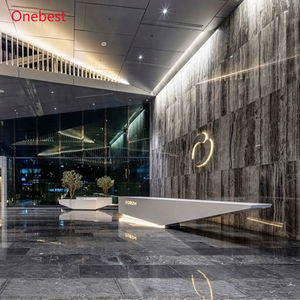 Incrédiible comptoir <span class=keywords><strong>de</strong></span> réception d'hôtel en surface solide avec logo LED, comptoirs <span class=keywords><strong>de</strong></span> service avant pour restaurants et administrations - Product Image 3