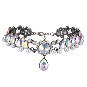 <span class=keywords><strong>Girocollo</strong></span> di collane da tennis con <span class=keywords><strong>perline</strong></span> di cristallo di strass rosa bianco colorato all'ingrosso per il fornitore di feste - Product Image 2