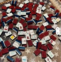Mahjong américain 2026, 160 tuiles en acrylique rouge pailleté, thème patriotique nautique, vente en gros, prêt à expédier, livraison rapide
