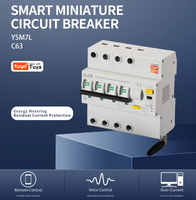 Disjoncteur intelligent WiFi Tuya EAST YSM7L C63 4P avec compteur d'énergie, protection contre les courants résiduels et contrôle vocal à distance