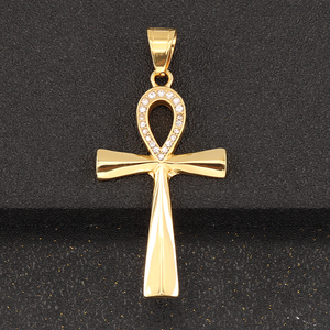 Mặt Dây Chuyền Trang Sức Mỹ Châu Âu Và Châu Âu Bán Chạy Nhất Mặt Dây Chuyền Vàng 18K Chữ Thập Kim Cương Vỡ Bằng Thép Không Gỉ - Product Image 6