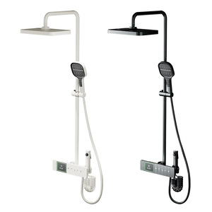 All Copper Gunmetal Gray Thermostatic Shower Head <b>Set</b> Digital Display Pressurized <b>Spray</b> Gun Rainfall Bath Faucet - Product Image 3