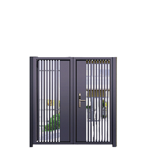 Portail battant moderne Qifan en acier thermolaqué avec barres verticales pour usage extérieur - Product Image 1