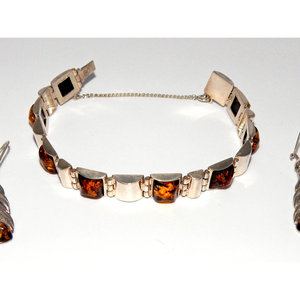 Bracciale 925 in argento Sterling e ambra con orecchini abbinati! - Product Image 2