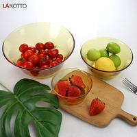 Verre Micro-ondes Au Four Ambre Bol Et La Plaque De Fixation Pour Salade Soupe Dîner Dans La Cuisine