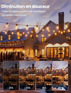 Guirlande lumineuse LED S14 extérieure étanche IP65 pour patio, jardin, mariage, camping, décoration de fête, ampoule E27, 10m 48ft - Product Image 5