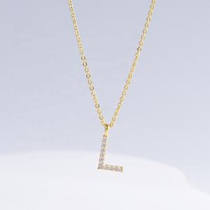 Precio de fábrica, collar de plata 925 con circonita y letra hip hop, moda 2026, colgantes finos chapados en oro personalizados para chicas. - Product Image 3