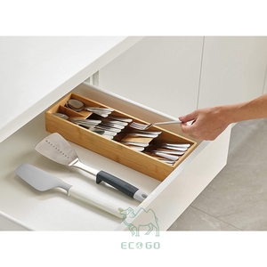 Organizzatore di posate di bambù compatto moderno dal negozio del cassetto-ideale per l'ottimizzazione dello spazio della cucina - Product Image 3