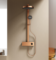 En gros Ensemble de robinetterie de douche 3 voies en or rose, Système de douche avec mitigeur chaud/froid et fonction pluie, Robinetterie de salle de bain