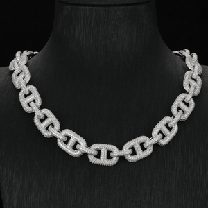 Collar Gargantilla Cubana Gruesa <span class=keywords><strong>de</strong></span> 14 mm <span class=keywords><strong>con</strong></span> Incrustaciones <span class=keywords><strong>de</strong></span> Circonitas Brillantes, Joyería Hip Hop para Mujer, <span class=keywords><strong>Cadena</strong></span> <span class=keywords><strong>de</strong></span> Nariz <span class=keywords><strong>de</strong></span> Cerdo en <span class=keywords><strong>Oro</strong></span> <span class=keywords><strong>Blanco</strong></span> <span class=keywords><strong>con</strong></span> Micro Pavé - Product Image 4