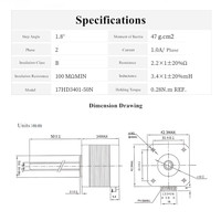 Moteur pas à pas linéaire hybride NEMA 17 50-100mm Tr8 * 2 avec câble de 2mm et pas de 2mm pour contrôle similaire à NEMA 23