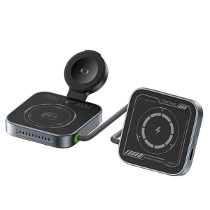 15W Mini Foldable 3-in-1 Magnetic Wireless Charger with QC3.0 2 Type-C Ports for Earphone for Watch-Portable Travel - Product Image 6