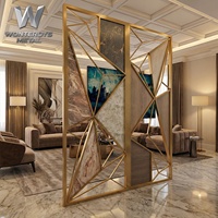 Panneau de séparation mural moderne personnalisé en acier inoxydable 304 201 découpé au laser, finition PVD dorée, pour villas de mariage et intérieurs d'hôtels