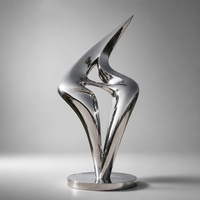 Sculpture abstraite moderne grande flamme en acier poli miroir 304/316, sculpture métallique personnalisée, décoration artistique pour extérieur, jardin, place publique