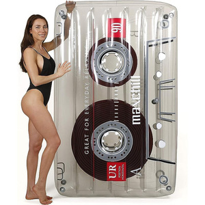 Retro Cassette Tape PVC <b>Inflatable</b> Pool <b>Float</b> Summer Beach Lounger for Adults - Product Image 2