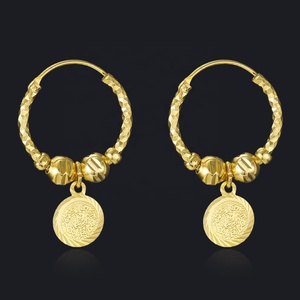 Atacado feminino vintage saudita banhado a ouro liga moeda pingente huggie brincos jóias ano novo chinês 2024 produtos - Product Image 5