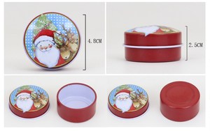 新しいデザイン空のクリスマスパターンラウンド小さな金属薬鉄缶ブリキかわいいカラフルなブリキクリスマスギフトボックス - Product Image 3