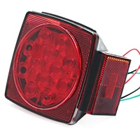 Kit de feux arrière de remorque LED carré étanche 12V lentille claire Kit de licence de feux de course de clignotant d'arrêt de frein de remorque rouge