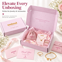 Boîte d'expédition personnalisée rose en carton ondulé pour bijoux avec logo imprimé, emballages cadeaux pour colliers et boucles d'oreilles pour petites marques