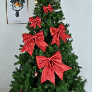 Custom <b>Christmas</b> Bow Decorations Pearl Cotton Gold Powder Fabric Reusable Fashionable Hanging Ornaments Festive <b>Tree</b> Pendants - Product Image 2