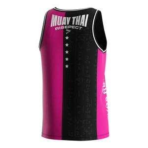 Uniforme de boxe thaïlandaise OEM en sublimation douce, t-shirt de boxe 100% polyester, gilet d'entraînement - Product Image 4