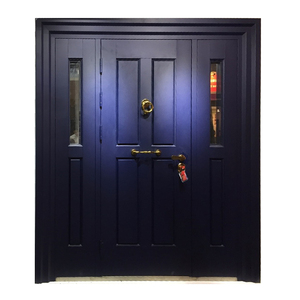 Isreali puerta principal puerta de entrada de seguridad diseños doble puerta de acero con oro de <span class=keywords><strong>aldaba</strong></span> de bloqueo - Product Image 2