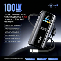 Batterie externe 100W à charge rapide 20000mAh avec câble intégré de 70 cm, écran TFT, 4 ports PD QC PPS MH878A