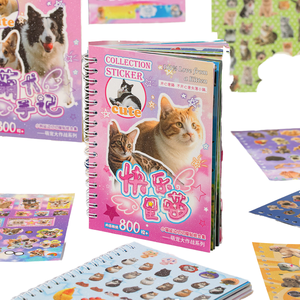 Paquete de 30 Hojas de Pegatinas en Rollo Troqueladas, Serie de Mascotas Lindas en Batalla, Diseños de Gatos y Perros, Autoadhesivas, con Acabado Brillante, Decoración en Papel - Product Image 4