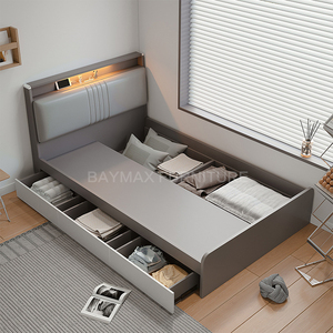 <span class=keywords><strong>Letto</strong></span> matrimoniale con cassetti scatola portaoggetti <span class=keywords><strong>letto</strong></span> singolo in legno testiera in pelle - Product Image 4