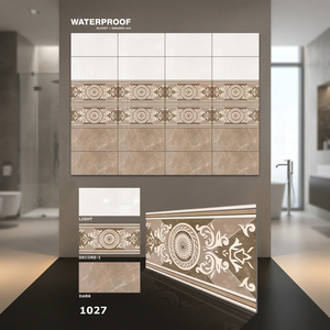 Haute qualité 12x24 pouces carreaux de mur de glaçure en céramique numérique carreaux de marbre finition brillante pour intérieur pour salle de bain firebrick - Product Image 3