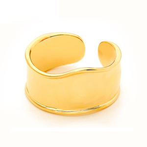 Винтажный комплект колец золотого цвета для женщин, широкий, гладкий, с простой изогнутой поверхностью, инкрустированный камнями, для вечеринок, модные украшения, подарок - Product Image 1