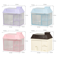 Boîte de rangement créative en forme de maison, durable, multifonctionnelle, portable, pour pinceaux de maquillage et bijoux, en plastique, avec tiroirs, pour comptoir