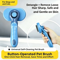 Brosse portable autonettoyante en ABS pour chiens et chats, peigne à élimination des poils en un clic avec embouts sphériques, sûre, douce et pratique