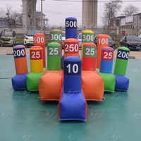 Jeu de lancer d'anneaux gonflables avec piliers de score numérotés, jeu de cible interactif pour carnaval, jeu commercial d'extérieur pour location de fête