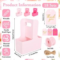 Sacs cadeaux roses pour la fête des mères, porte-gobelets avec poignée pour 2 tasses, emballage floral en kraft, boîte de rangement en papier, paniers