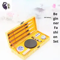 Ensemble de papeterie chinois en gros pour débutants et étudiants, kit de calligraphie en boîte, stylo, encre, pierre à encre, pinceau