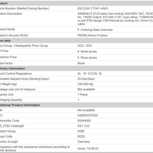 Livraison Rapide Inverseur Triphasé S120 1100KW Garantie 1 An Modules Moteur Format Livret 6SL3330-1TG41-4AA3 - Product Image 3