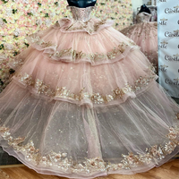 Gaun Quinceanera Mumuleo 2023 dengan Aplikasi Bunga Emas, Model Sweetheart Off-Shoulder untuk Pesta Ulang Tahun Anak Perempuan, Gaun Prom Putri 15 16