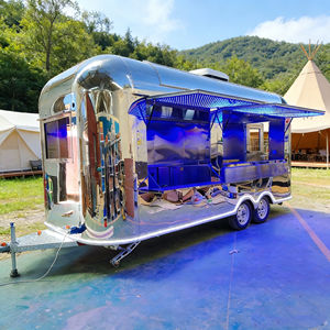 รถพ่วงจัดเลี้ยงแบบกระจกเงาทรงโค้งพร้อมหลังคาสีน้ำเงินเรืองแสง เหมาะสำหรับธุรกิจกาแฟและอาหารจานด่วน - Product Image 4