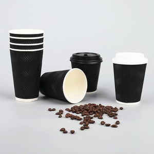 Tazas de papel desechables ecológicas con logotipo personalizado, gran venta de tazas de papel Kraft onduladas de doble pared para café para llevar - Product Image 6