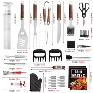 Ensemble d'outils de barbecue en acier inoxydable de qualité alimentaire, kit d'accessoires de barbecue, spatule, fourchette, pinces antiadhésives polies avec étui zippé - Product Image 3