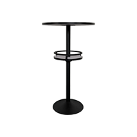 Table de bar à deux niveaux avec plateau rond et étagère de rangement, base noire, design moderne pour la maison, l'îlot de cuisine, le balcon, gain de place