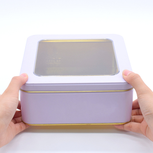 Gıda sınıfı çerez Metal kutu noel teneke kutu Pvc pencere ile özel teneke kutu tatlılar için Sweets Metal kutular kek ambalajı - Product Image 5