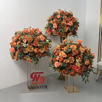 Centre de table floral artificiel automne orange brûlé et marron, arrangement de roses en soie pour mariage, événement ou fête