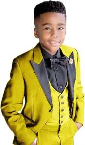 Conjunto Formal para Niños, Traje de Boda de 4 Piezas, Chaqueta, Chaleco, Corbata de Moño, Elegante Esmoquin <span class=keywords><strong>Gris</strong></span> para Niños de 3 a 14 Años - Product Image 2